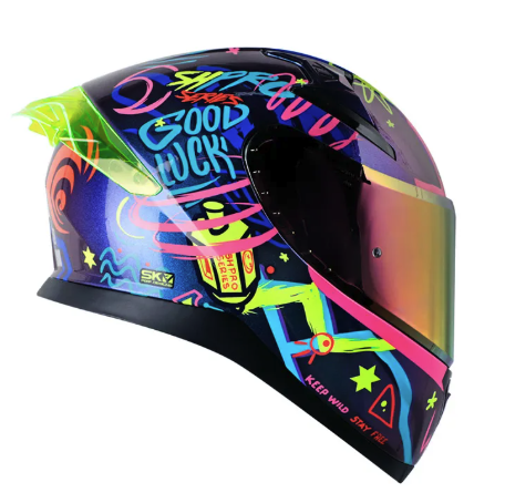 CASCO INTEGRAL SHAFT SHPRO612 DOBLE VISOR FUNNY CAMALEON AMARILLO BRILLO