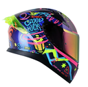 CASCO INTEGRAL SHAFT SHPRO612 DOBLE VISOR FUNNY CAMALEON AMARILLO BRILLO