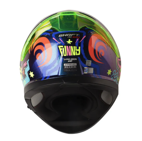 CASCO INTEGRAL SHAFT SHPRO612 DOBLE VISOR FUNNY CAMALEON AMARILLO BRILLO