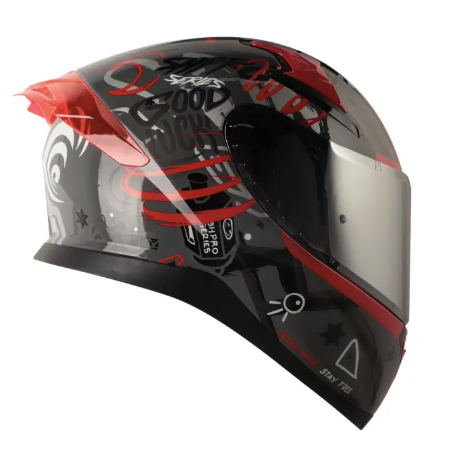 CASCO INTEGRAL SHAFT SHPRO612 DOBLE VISOR FUNNY GRIS OSCURO ROJO BRILLO