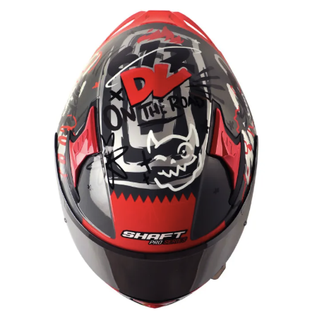CASCO INTEGRAL SHAFT SHPRO612 DOBLE VISOR FUNNY GRIS OSCURO ROJO BRILLO