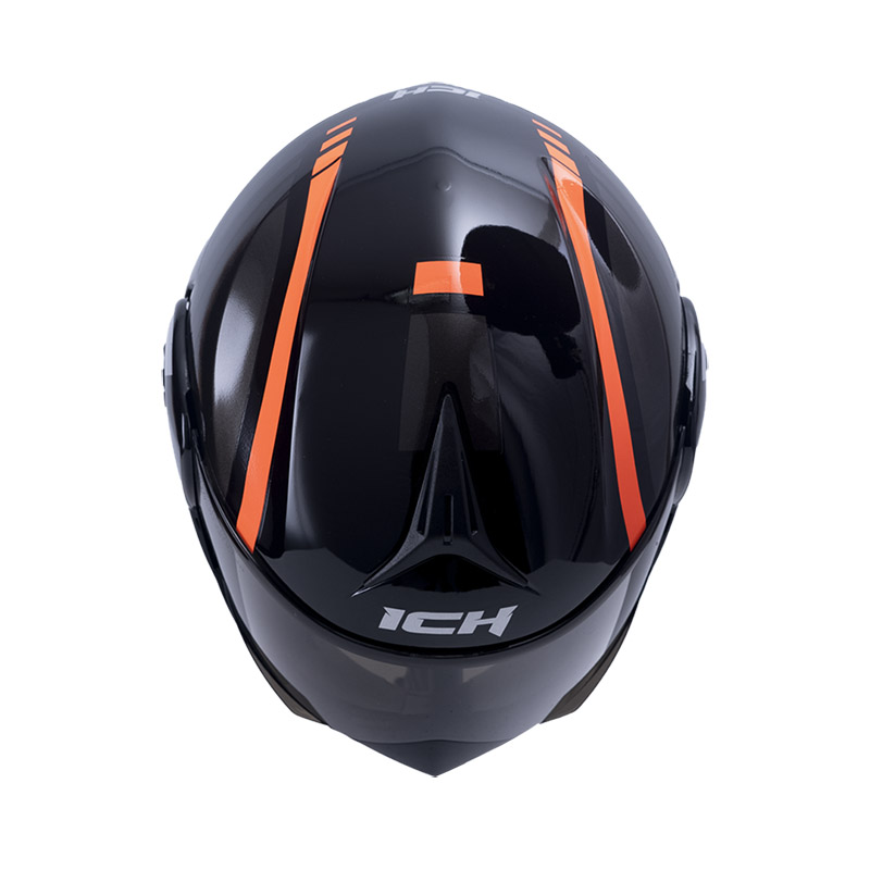 CASCO ABATIBLE ICH 3110DOT DOBLE VISOR BLITZ NEGRO NARANJA BRILLO
