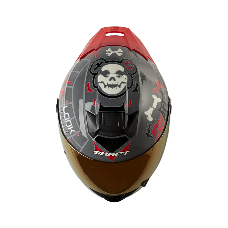 CASCO INTEGRAL SHAFT SH502SP X RAY GRIS NEGRO BRILLO VISOR ROJO