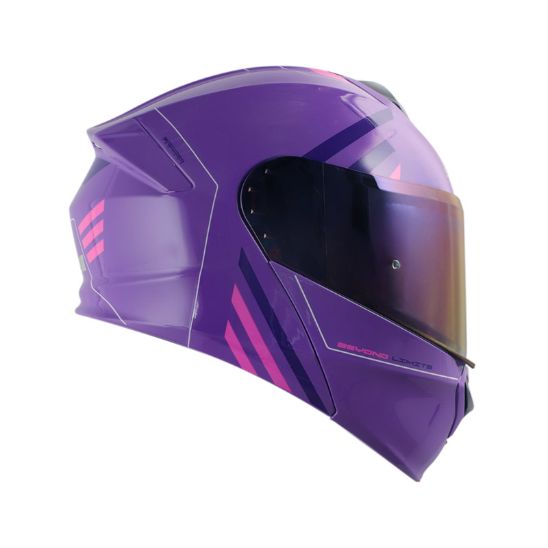 CASCO ABATIBLE SHAFT SHPRO4000 EVO DOBLE VISOR MERLO MORADO FUCSIA BRILLO VISOR MORADO