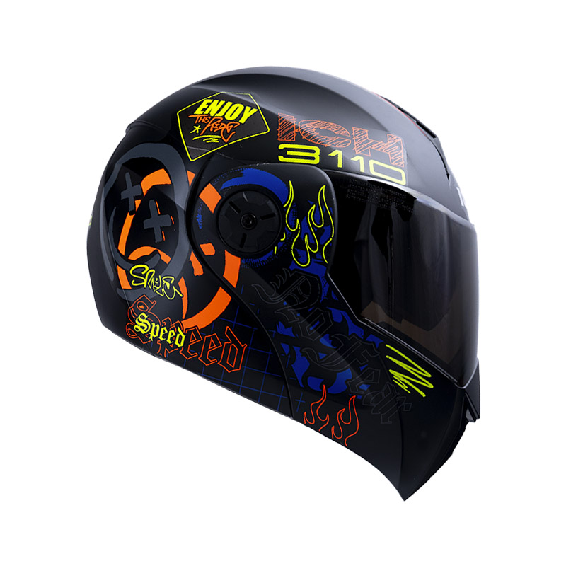 CASCO ABATIBLE ICH 3110DOT DOBLE VISOR RANDOM NEGRO NARANJA MATE VISOR NEGRO