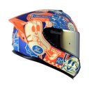 CASCO INTEGRAL SHAFT SHPRO610 EVO DOBLE VISOR FAST FOOD AZUL AZUL MATE VISOR DORADO