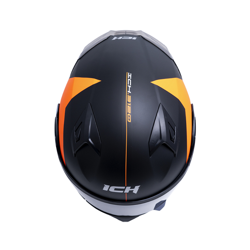 CASCO ABATIBLE ICH 3120 DOBLE VISOR ZORTH NEGRO NARANJA MATE VISOR NEGRO