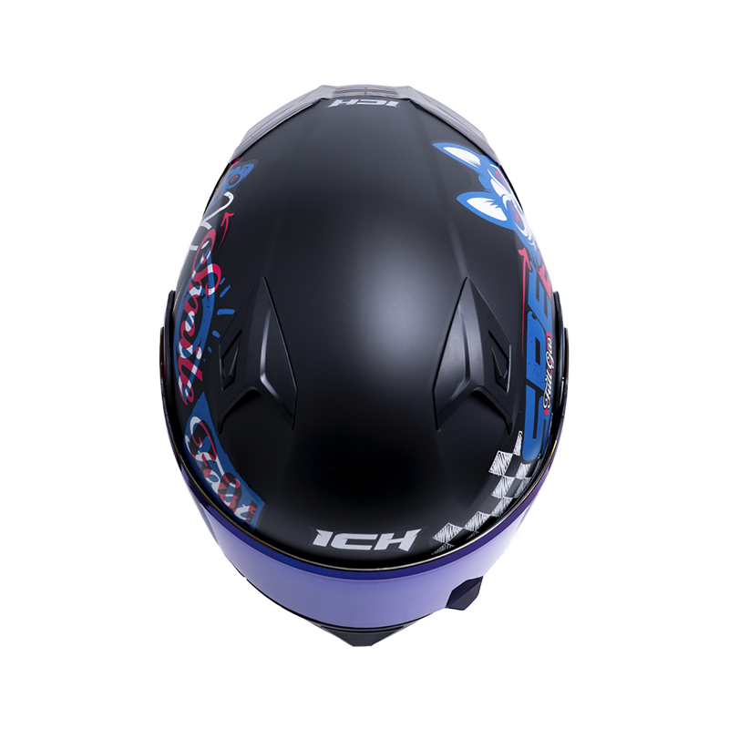 CASCO ABATIBLE ICH 3120 DOBLE VISOR ELEMENTARY NEGRO ROJO MATE VISOR AZUL