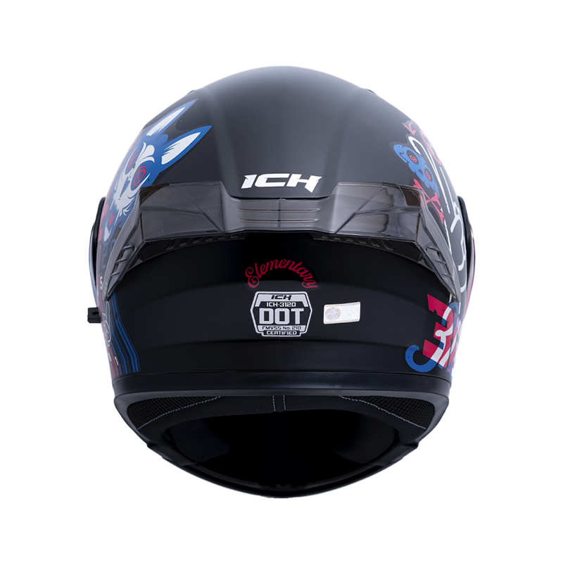 CASCO ABATIBLE ICH 3120 DOBLE VISOR ELEMENTARY NEGRO ROJO MATE VISOR AZUL