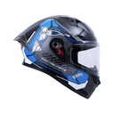 CASCO INTEGRAL ICH 503 X-LOCK NEGRO BLANCO AZUL BRILLO VISOR TRANSPARENTE