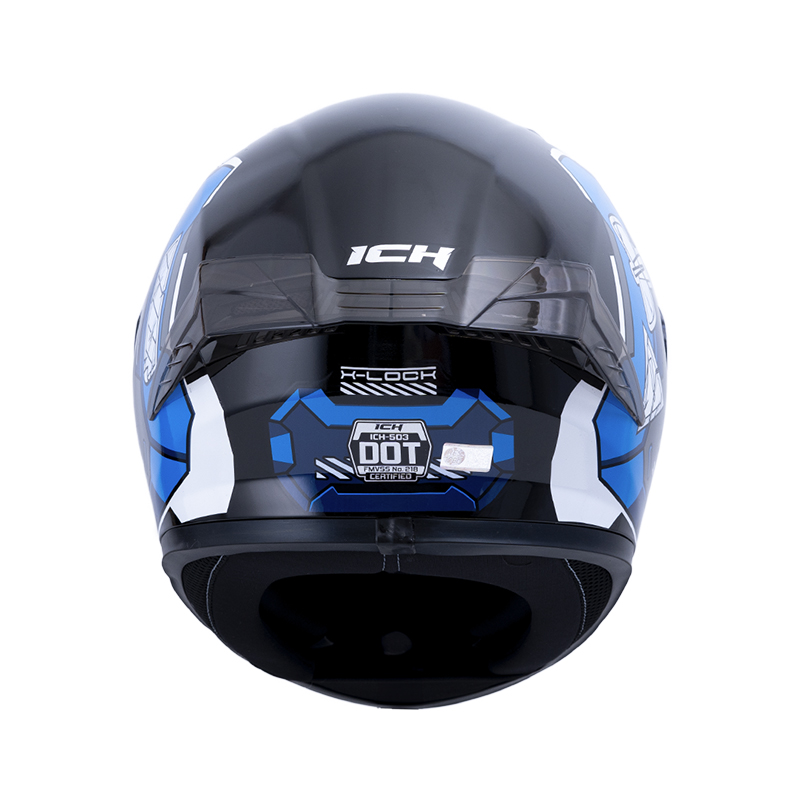 CASCO INTEGRAL ICH 503 X-LOCK NEGRO BLANCO AZUL BRILLO VISOR TRANSPARENTE