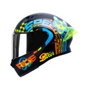 CASCO ABATIBLE ICH 3120 DOBLE VISOR ELEMENTARY NEGRO NARANJA MATE VISOR SILVER