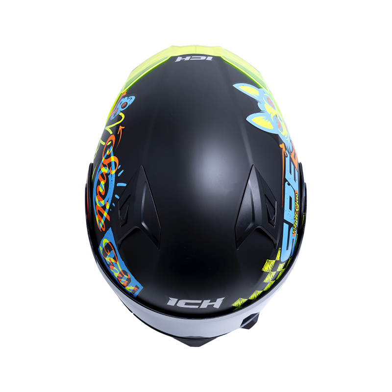 CASCO ABATIBLE ICH 3120 DOBLE VISOR ELEMENTARY NEGRO NARANJA MATE VISOR SILVER