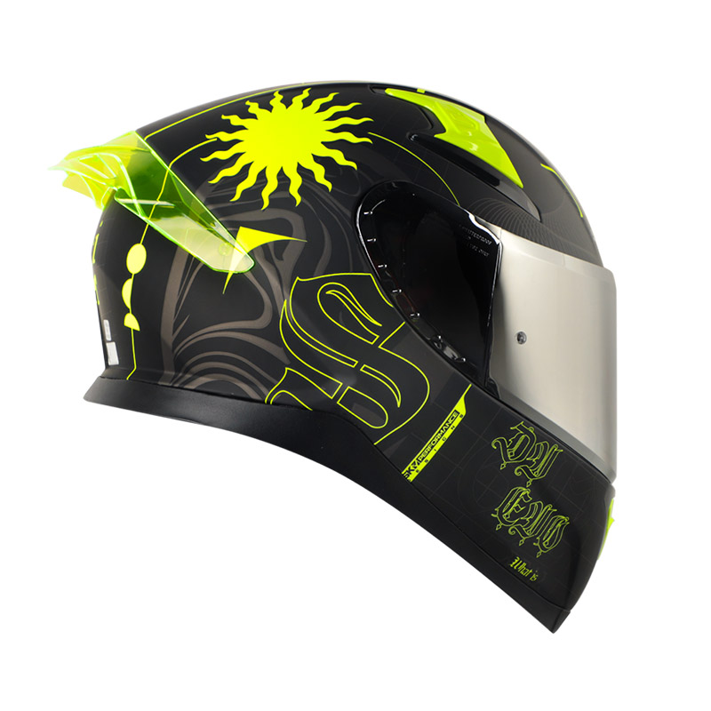 CASCO INTEGRAL SHAFT SHPRO612 EVO DOBLE VISOR ENCRIPTER NEGRO AMARILLO NEON MATE VISOR SILVER