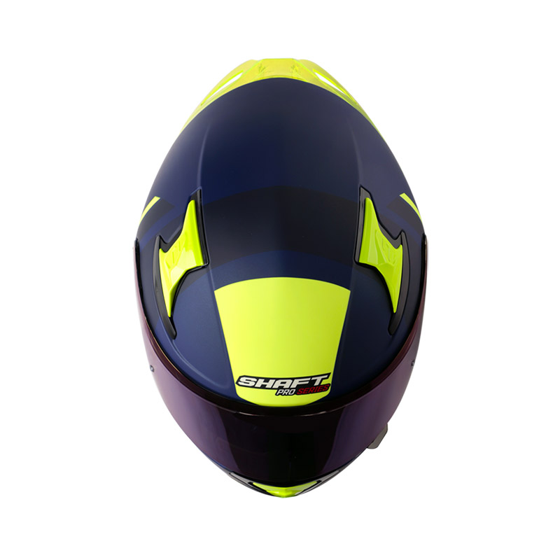 CASCO INTEGRAL SHAFT SHPRO612 EVO DOBLE VISOR FREEPORT AZUL METALIZADO AMARILLO MATE VISOR AZUL