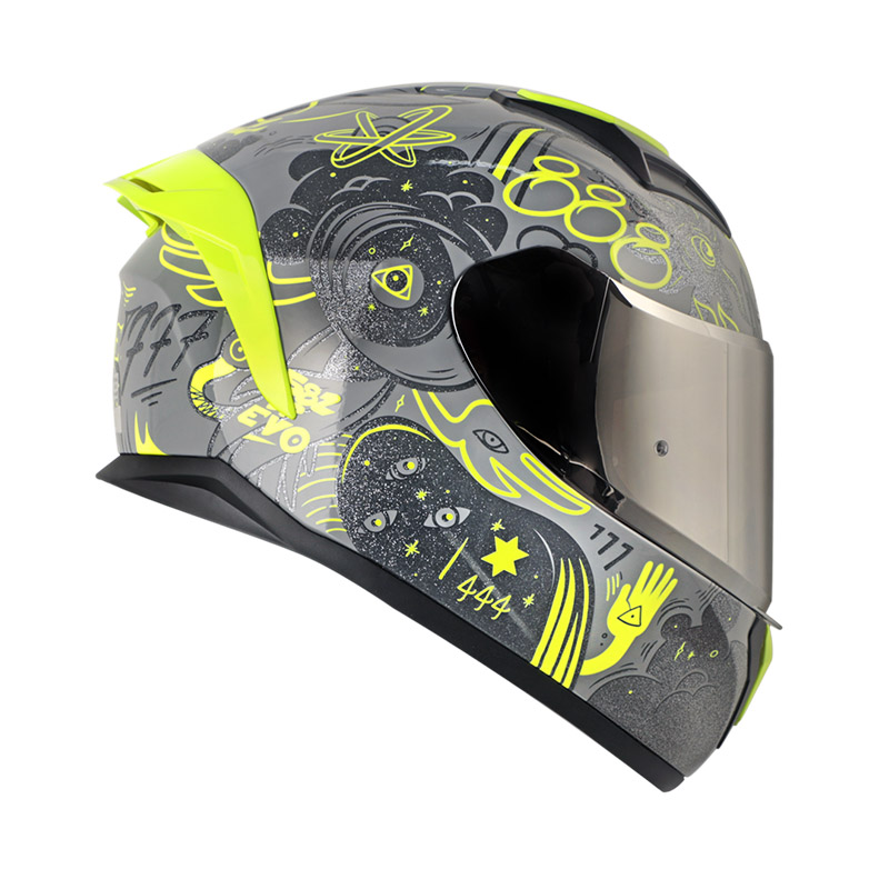 CASCO INTEGRAL SHAFT SH582SP EVO FORTUNE GRIS AMARILLO NEON BRILLO VISOR SILVER