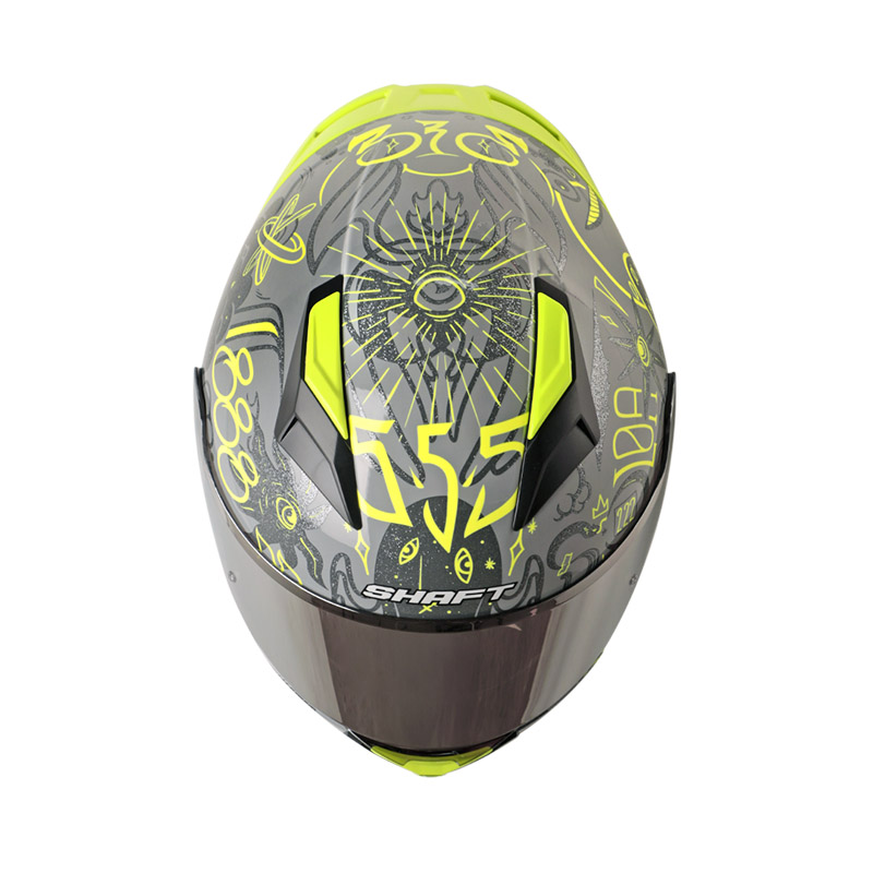 CASCO INTEGRAL SHAFT SH582SP EVO FORTUNE GRIS AMARILLO NEON BRILLO VISOR SILVER