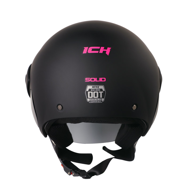 CASCO ABIERTO ICH 205 SOLID NEGRO FUCSIA MATE VISOR NEGRO