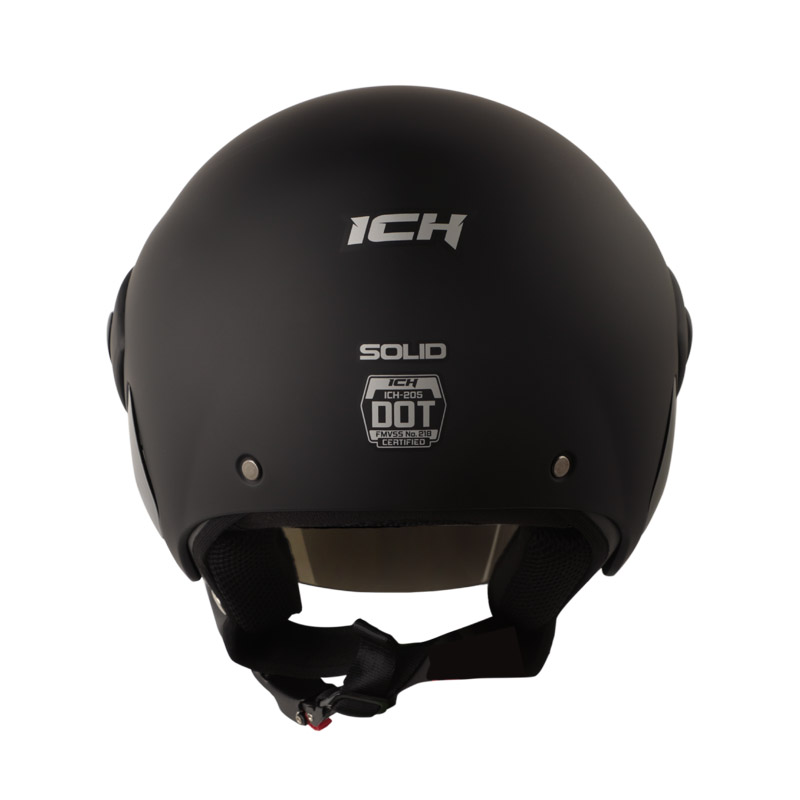 CASCO ABIERTO ICH 205 SOLID NEGRO SILVER MATE VISOR AZUL