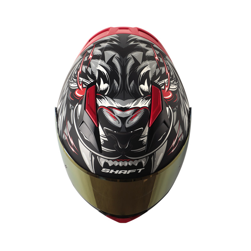 CASCO INTEGRAL SHAFT SH582SP EVO TIGERFACE NEGRO GRIS MATE VISOR DORADO