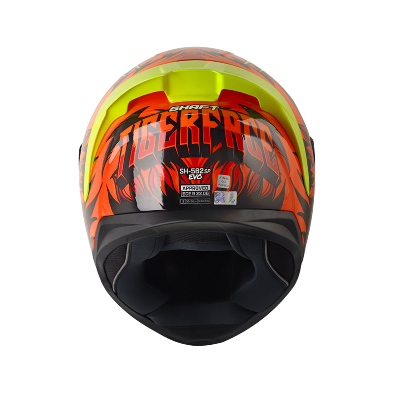CASCO INTEGRAL SHAFT SH582SP EVO TIGERFACE NEGRO NARANJA BRILLO VISOR DORADO