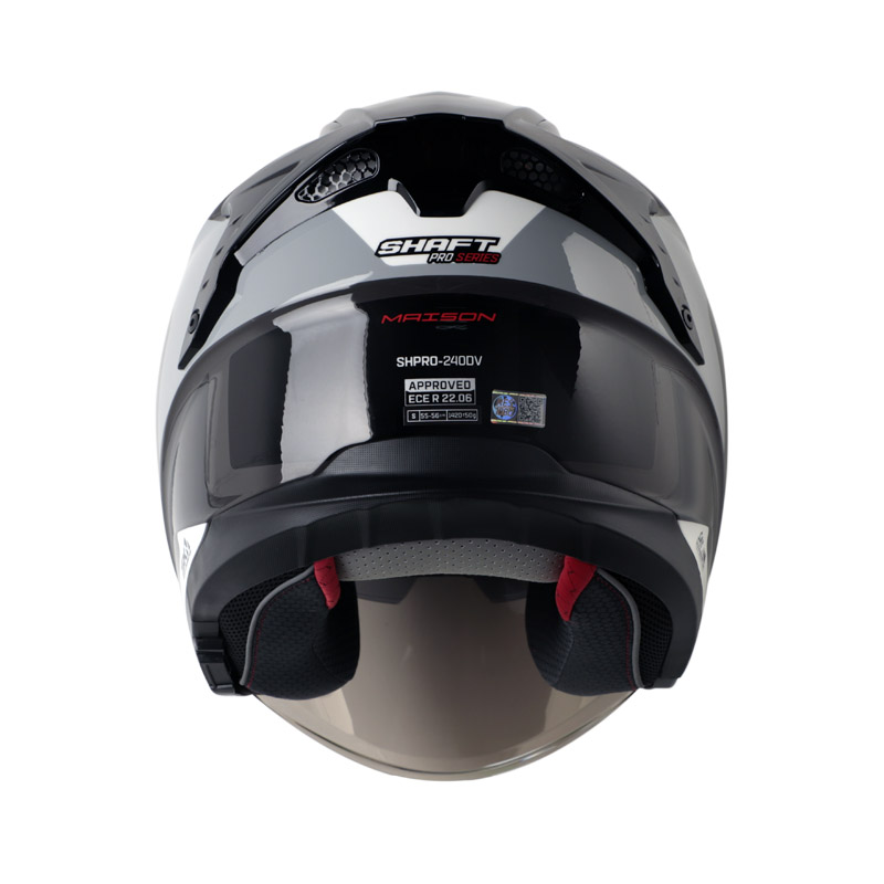 CASCO ABIERTO SHAFT SHPRO240 DOBLE VISOR MAISON GRIS OSCURO BLANCO BRILLO VISOR SILVER
