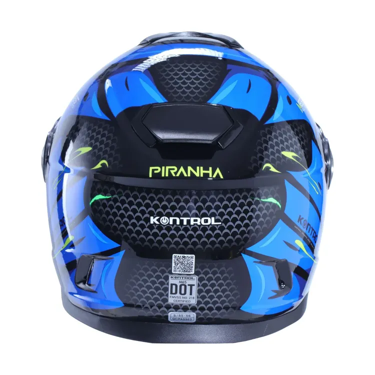 CASCO INTEGRAL KONTROL M65 PIRANHA AZUL VERDE BRILLO