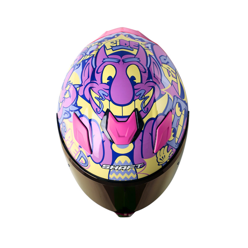 CASCO INTEGRAL SHAFT SH559 DIMON MORADO CLARO ROSADO BRILLO VISOR MORADO