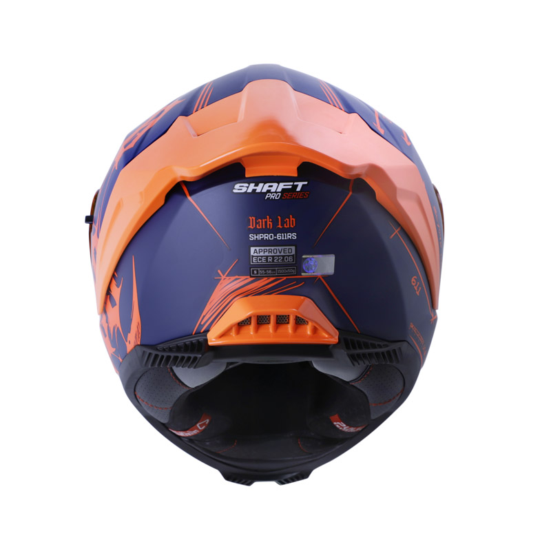 CASCO INTEGRAL SHAFT SHPRO611RS DARK LAB AZUL OSCURO NARANJA MATE VISOR NARANJADO
