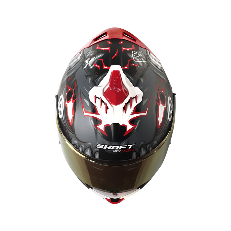 CASCO INTEGRAL SHAFT SHPRO611RS DRAKON GRIS OSCURO BLANCO MATE VISOR MORADO