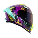 CASCO INTEGRAL SHAFT SHPRO611RS DRAKON MORADO AMARILLO BRILLO VISOR AZUL