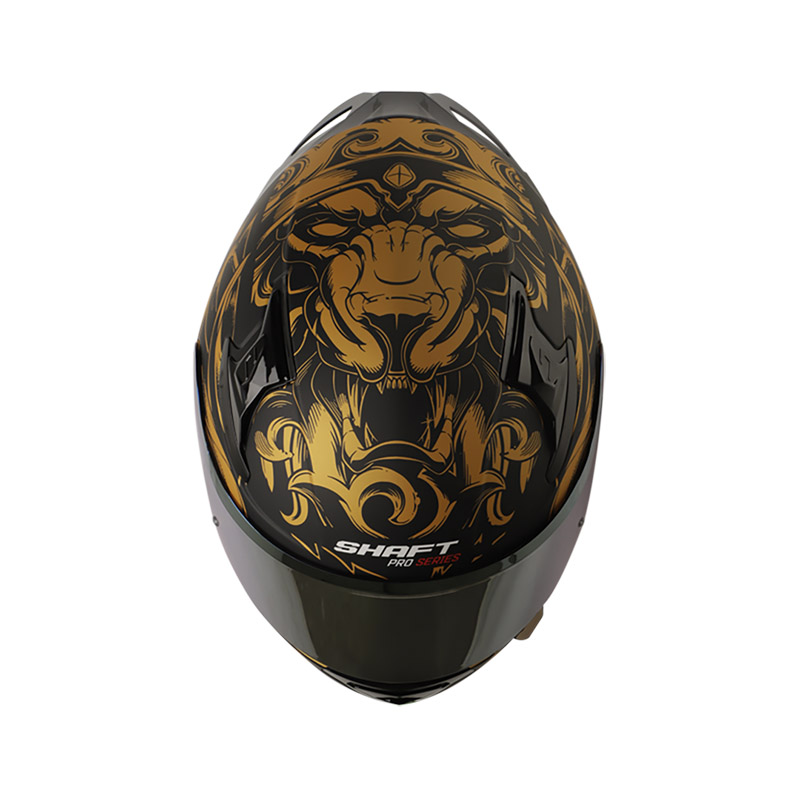 CASCO INTEGRAL SHAFT SHPRO612 DOBLE VISOR APEX PREDATOR  DORADO NEGRO MATE VISOR DORADO