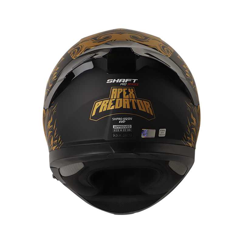 CASCO INTEGRAL SHAFT SHPRO612 DOBLE VISOR APEX PREDATOR  DORADO NEGRO MATE VISOR DORADO