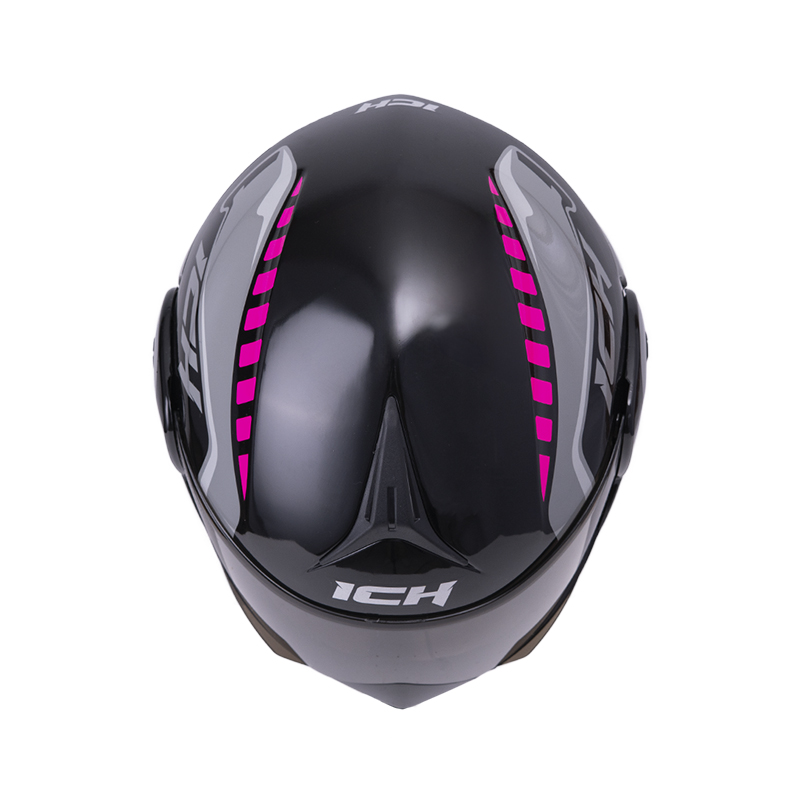 CASCO ABATIBLE ICH 3110DOT DOBLE VISOR ROBOTO NEGRO FUCSIA BRILLO VISOR NEGRO