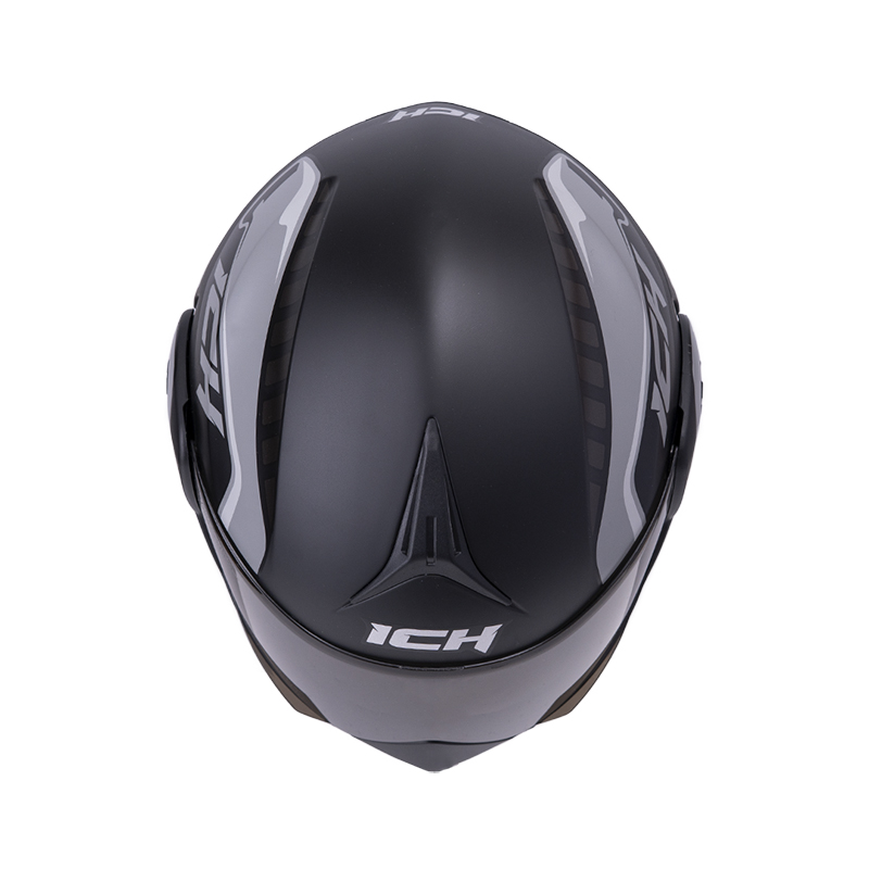 CASCO ABATIBLE ICH 3110DOT DOBLE VISOR ROBOTO NEGRO GRIS MATE VISOR NEGRO