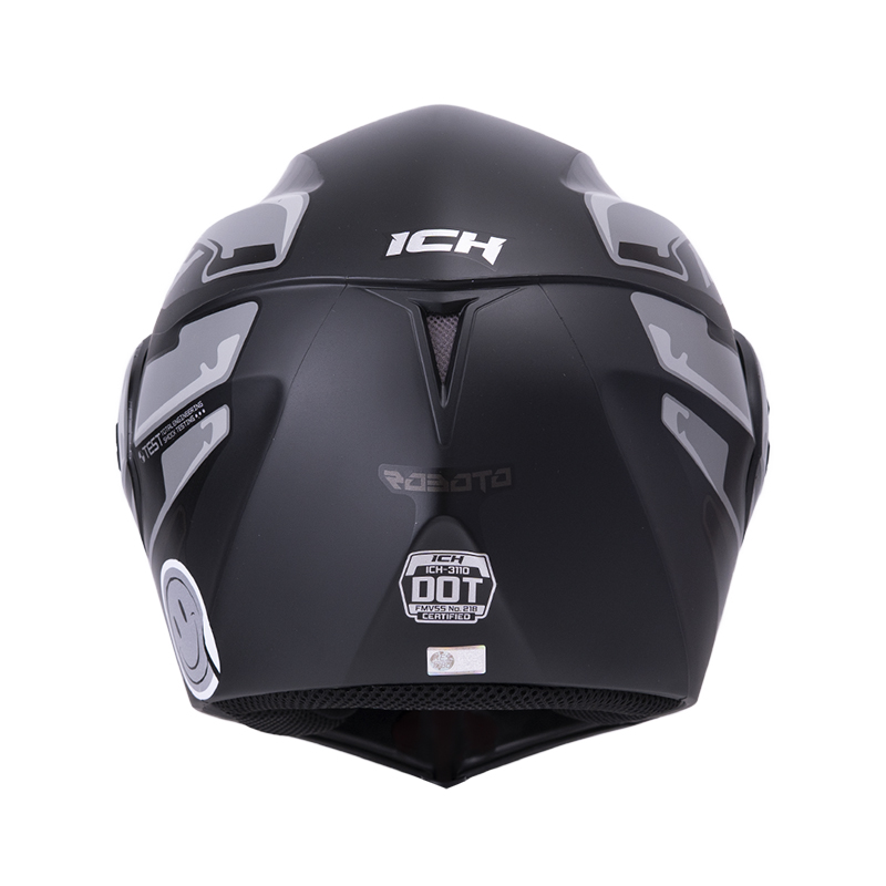 CASCO ABATIBLE ICH 3110DOT DOBLE VISOR ROBOTO NEGRO GRIS MATE VISOR NEGRO