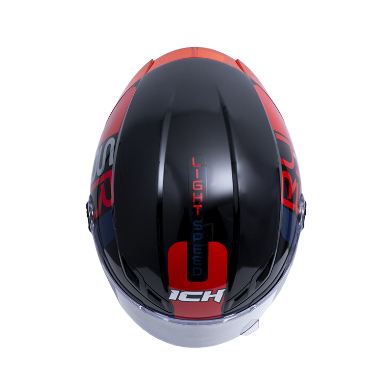 CASCO INTEGRAL ICH 501SP DOPE NEGRO ROJO BRILLO VISOR TRANSPARENTE