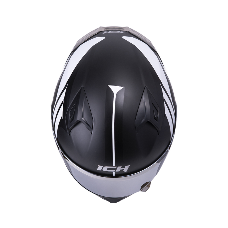 CASCO INTEGRAL ICH 503 NEZA NEGRO BLANCO MATE VISOR SILVER