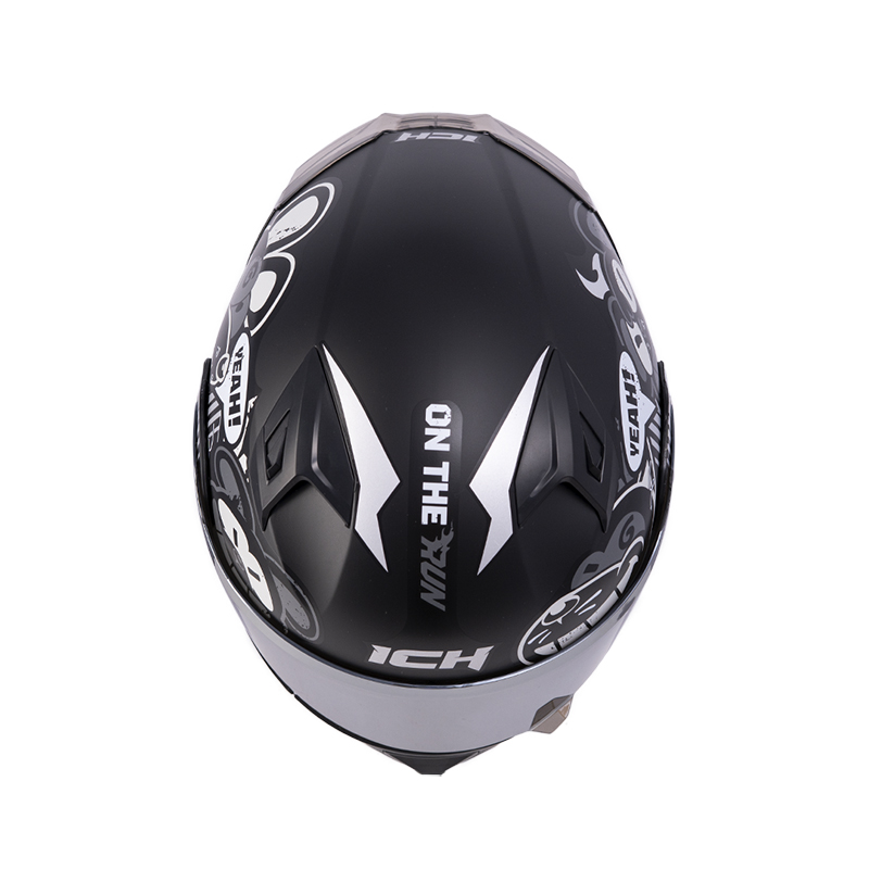 CASCO ABATIBLE ICH 3120 DOBLE VISOR TURN ON NEGRO NEGRO MATE VISOR SILVER