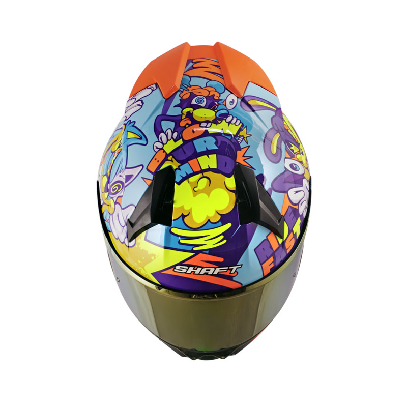 CASCO INTEGRAL SHAFT SH560 EVO MELO AZUL CLARO NARANJADO BRILLO