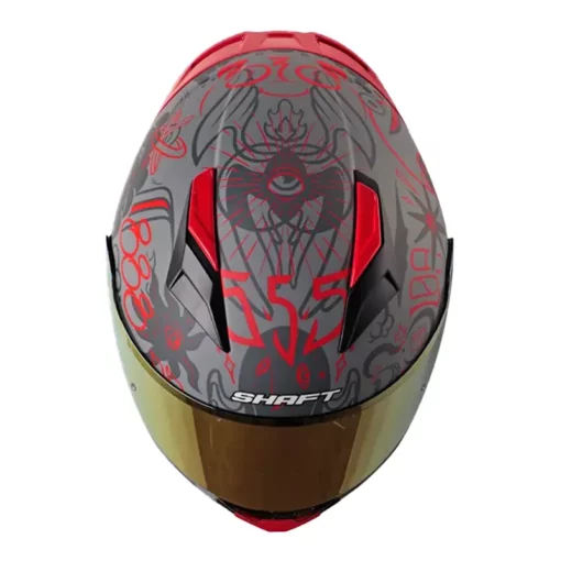 CASCO INTEGRAL SHAFT SH582SP EVO FORTUNE GRIS OSCURO ROJO