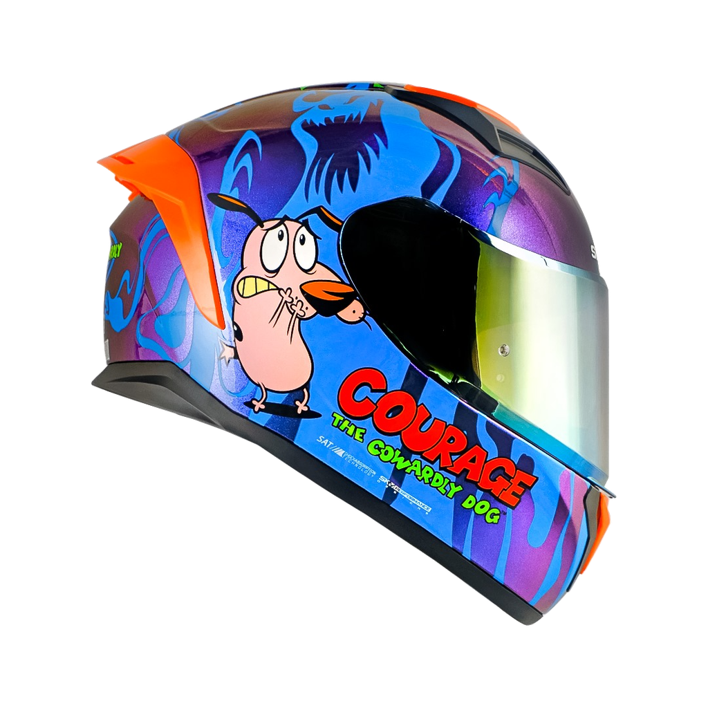 CASCO INTEGRAL SHAFT SH582SP EVO CORAJE EL PERRO COBARDE CAMALEON AZUL BRILLO