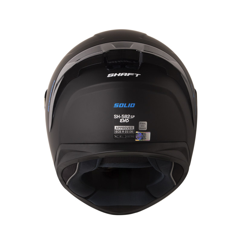 CASCO INTEGRAL SHAFT SH582SP EVO SOLID NEGRO AZUL MATE VISOR AZUL SPOILER NEGRO