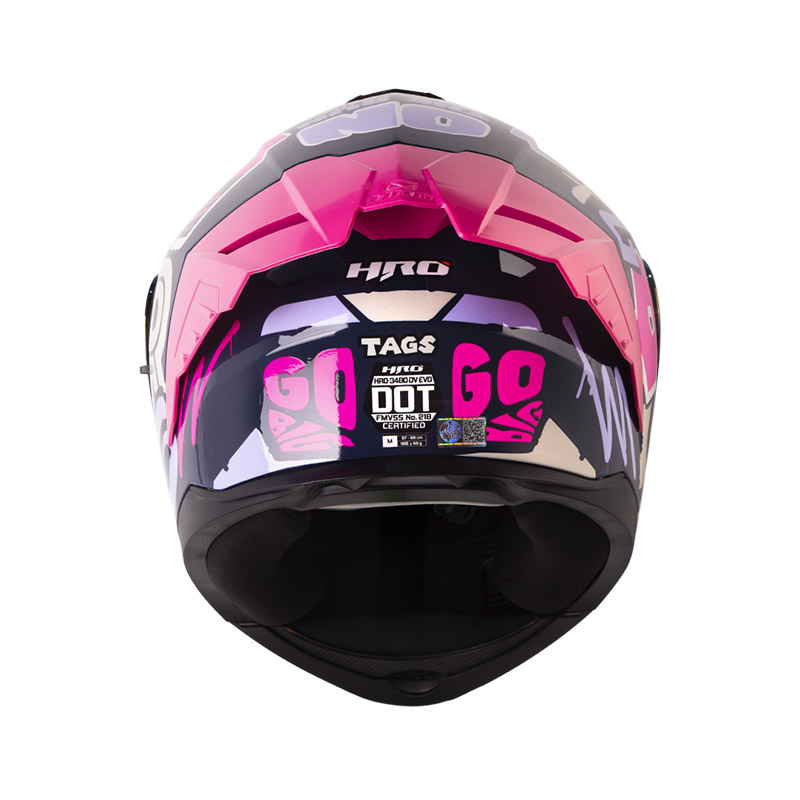 CASCO ABATIBLE HRO HRO3480 EVO DOBLE VISOR TAGS AZUL OSCURO MORADO BRILLO