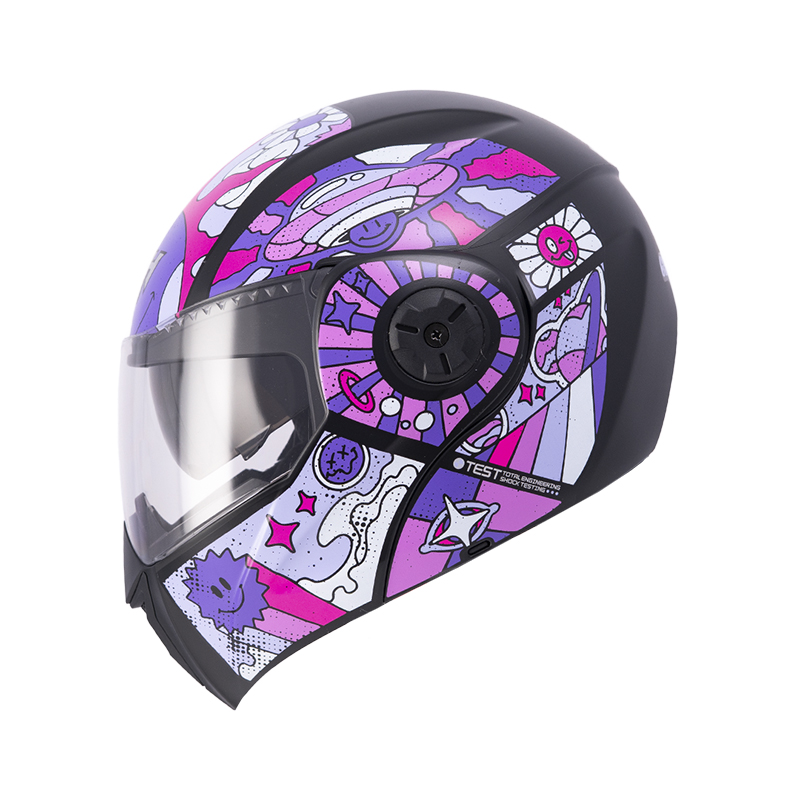 CASCO ABATIBLE ICH 3110S NIÑA DOBLE VISOR GROOVE NEGRO MORADO