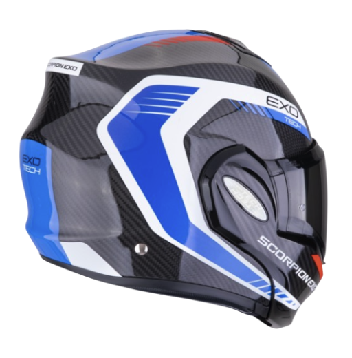 CASCO INTEGRAL SCORPION EXO-TECH EVO CARBON COSSY NEGRO AZUL ROJO