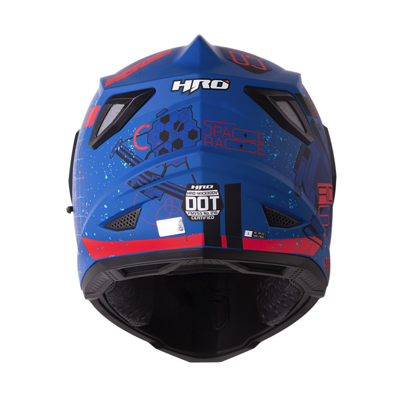 CASCO MULTIPROPOSITO HRO HROMX330 DOBLE VISOR SPACE RACE AZUL ROJO MATE