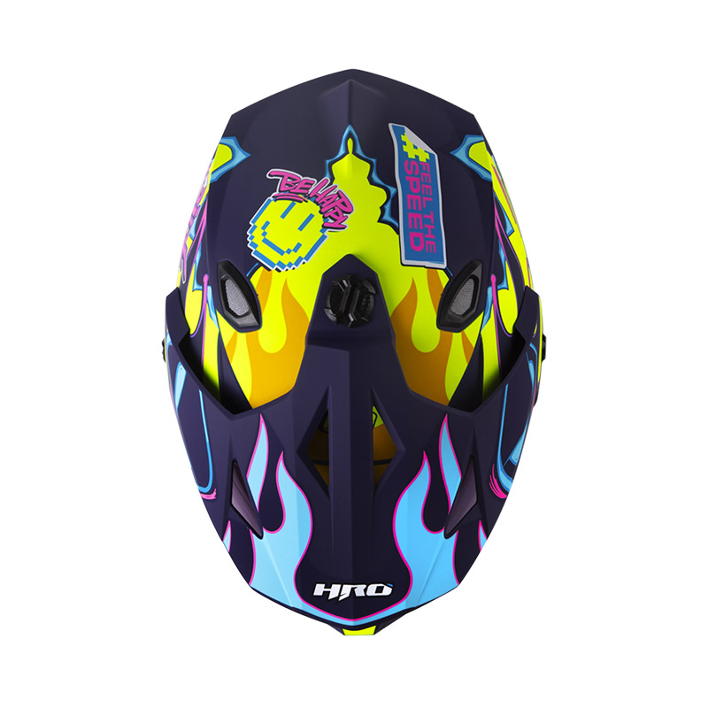 CASCO MULTIPROPOSITO HRO HROMX330 DOBLE VISOR STAY WILD AMARILLO FUCSIA MATE