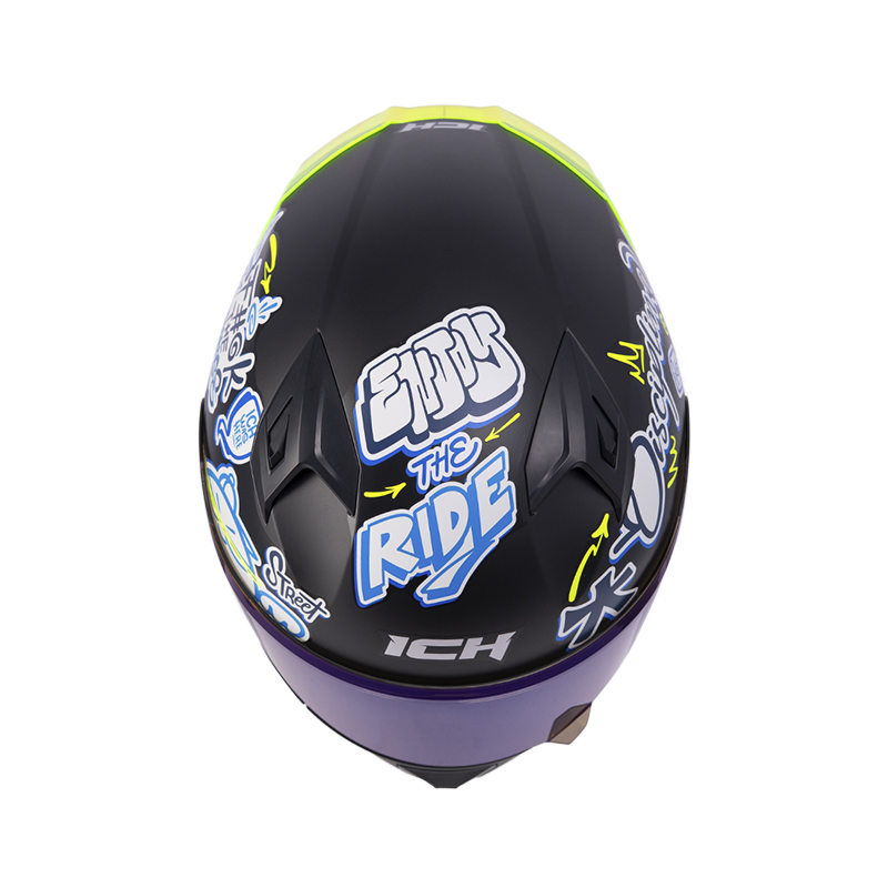 CASCO INTEGRAL ICH 503 SKILL NEGRO AZUL VISOR AZUL MATE
