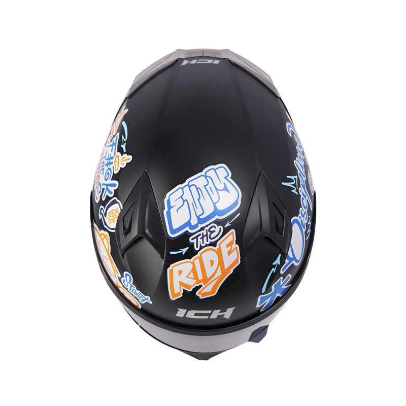 CASCO INTEGRAL ICH 503 SKILL NEGRO NARANJA MATE VISOR NEGRO